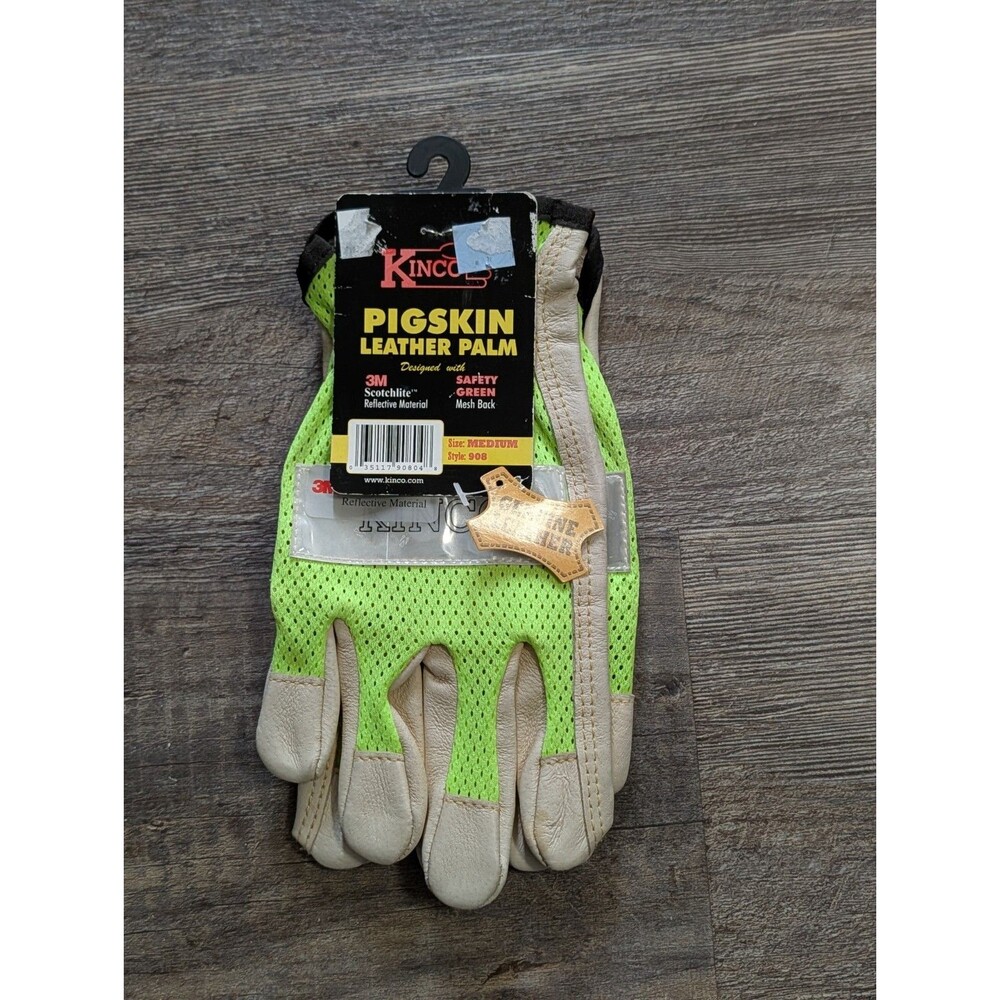 Kinco Pigskin Leather Palm Work Gloves - Medium - Style 908 NWT *Discoloration